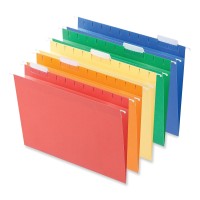 Universal 14121 Hanging File Folders 1/5‑Cut Tab Letter Size Assorted Colors 25‑Count